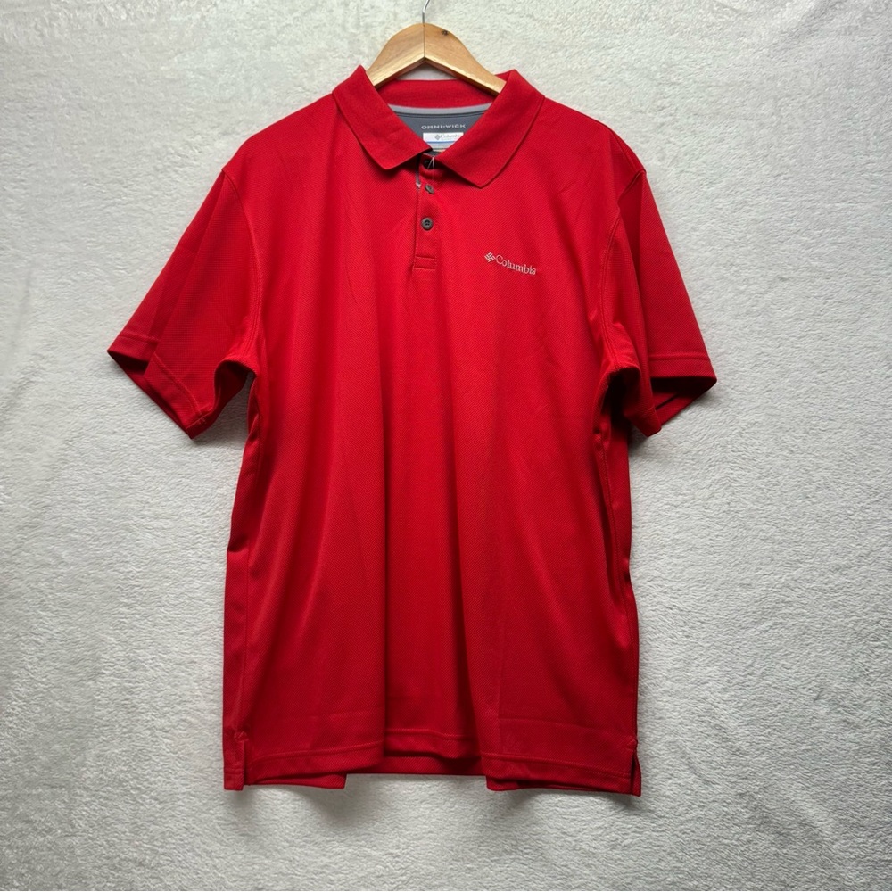 MEN'S Columbia OMNI-SHADE Polo Shirt Golf Tee, Color BRIGHT RED, Size XL